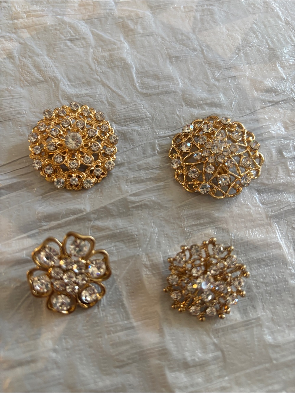 Gold Crystal Floral Brooch - Sparkling Women’s Jewelry
